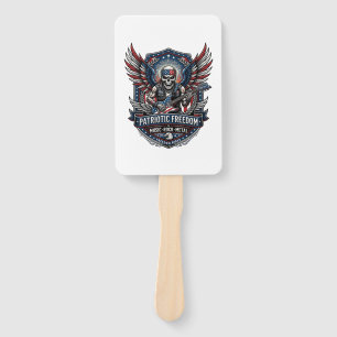 Patriotic Freedom Guitarist Skull Music Rock Metal Hand Fan