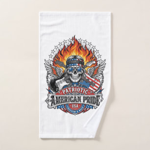 Patriotic Freedom Guitarist Skull Music Rock Metal Hand Towel