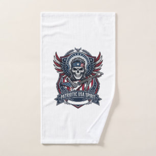 Patriotic Freedom Guitarist Skull Music Rock Metal Hand Towel
