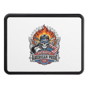 Patriotic Freedom Guitarist Skull Music Rock Metal Hitch Cover