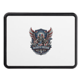Patriotic Freedom Guitarist Skull Music Rock Metal Hitch Cover