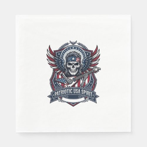 Patriotic Freedom Guitarist Skull Music Rock Metal Napkins