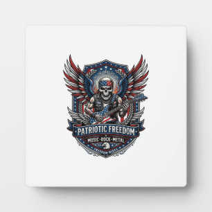 Patriotic Freedom Guitarist Skull Music Rock Metal Plaque