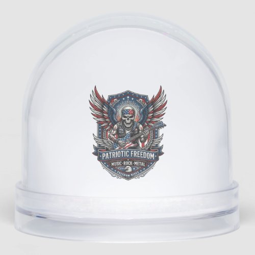 Patriotic Freedom Guitarist Skull Music Rock Metal Snow Globe