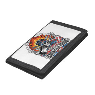 Patriotic Freedom Guitarist Skull Music Rock Metal Trifold Wallet
