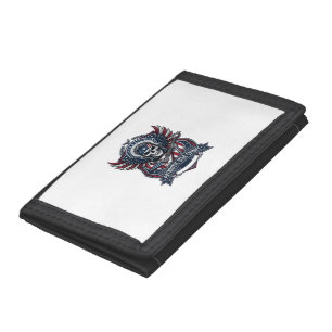 Patriotic Freedom Guitarist Skull Music Rock Metal Trifold Wallet