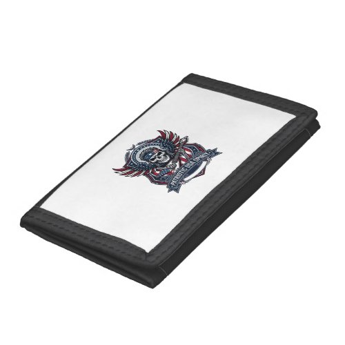 Patriotic Freedom Guitarist Skull Music Rock Metal Trifold Wallet