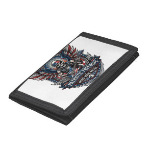 Patriotic Freedom Guitarist Skull Music Rock Metal Trifold Wallet