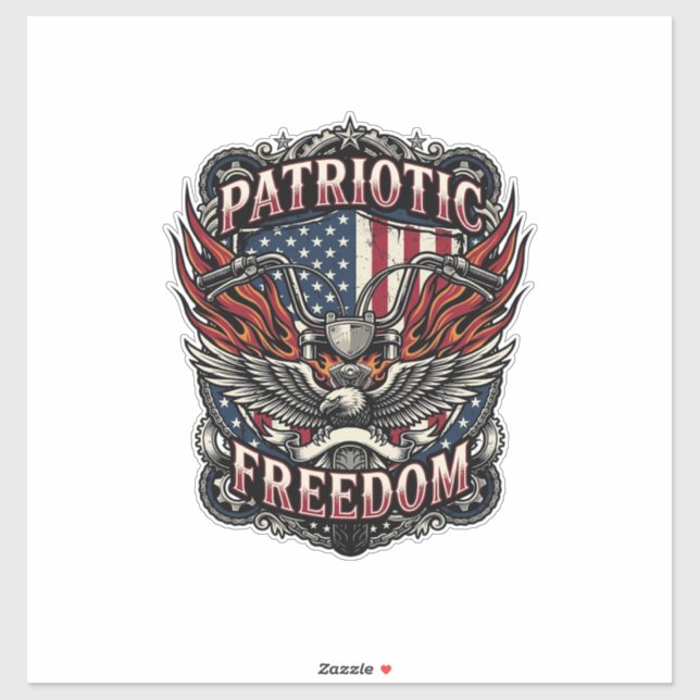 Patriotic Freedom Handlebars Biker Road Freedom Pa Sticker (Sheet)