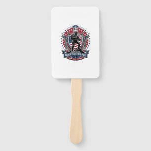 Patriotic Freedom Operator Silhouette Military Ins Hand Fan