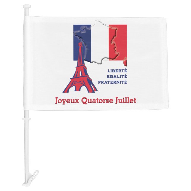 Patriotic French BASTILLE DAY Car Flag (Front)