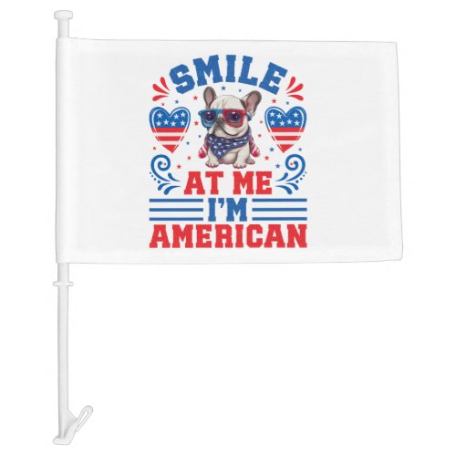 Patriotic French Bulldog for 4th Of July Car Flag