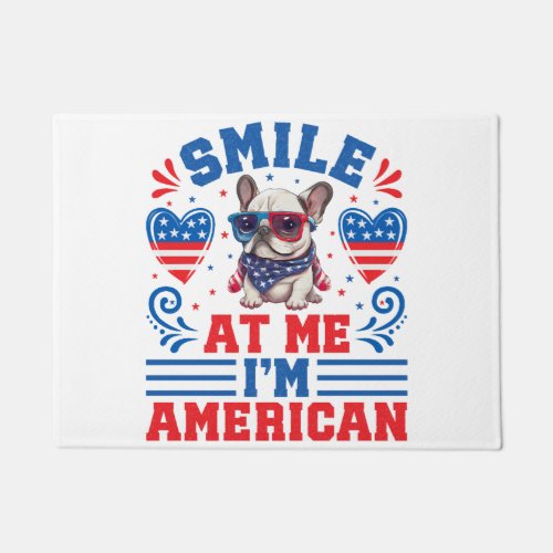 Patriotic French Bulldog for 4th Of July Doormat