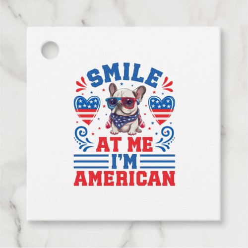 Patriotic French Bulldog for 4th Of July Favor Tags