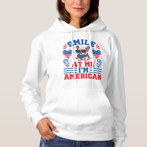 Patriotic French Bulldog for 4th Of July Hoodie