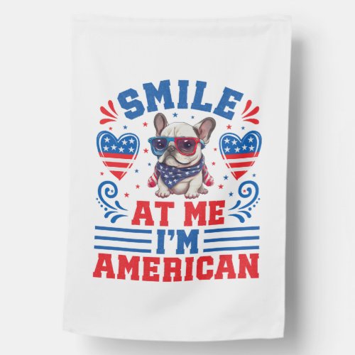Patriotic French Bulldog for 4th Of July House Flag
