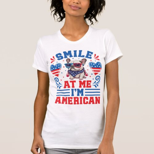 Patriotic French Bulldog for 4th Of July T_Shirt
