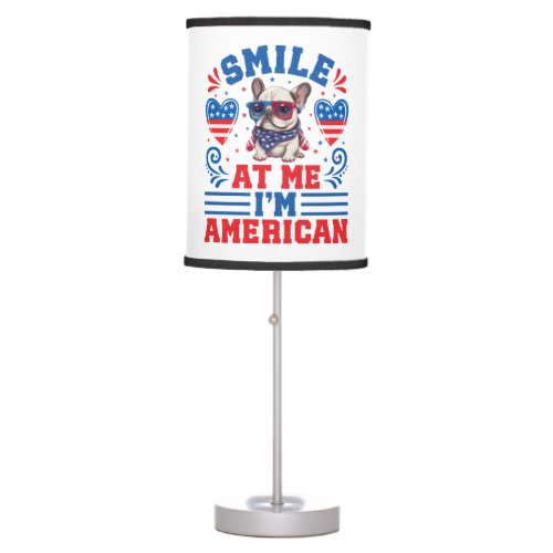 Patriotic French Bulldog for 4th Of July Table Lamp