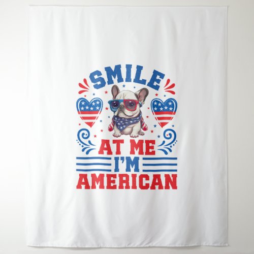 Patriotic French Bulldog for 4th Of July Tapestry