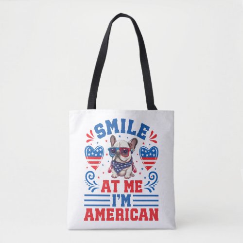 Patriotic French Bulldog for 4th Of July Tote Bag