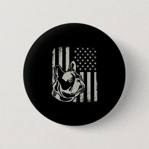 Patriotic French Bulldog Owner Lover American Flag Button