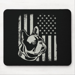 Patriotic French Bulldog Owner Lover American Flag Mouse Pad