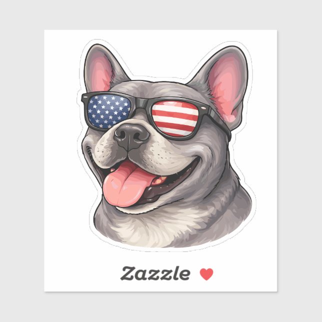 Patriotic French Bulldog Wearing American Flag  Sticker (Sheet)