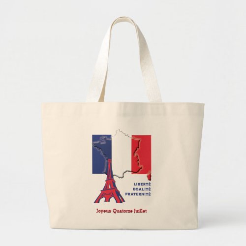 Patriotic French Flag BASTILLE DAY  Large Tote Bag