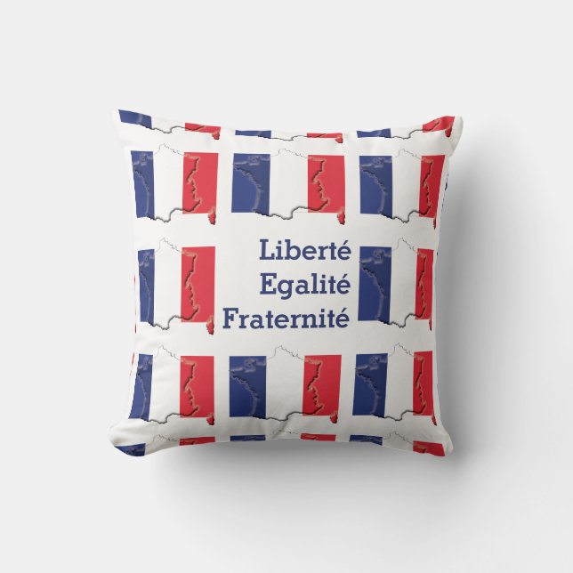 Patriotic FRENCH FLAG Liberté Egalité Fraternité Throw Pillow (Front)