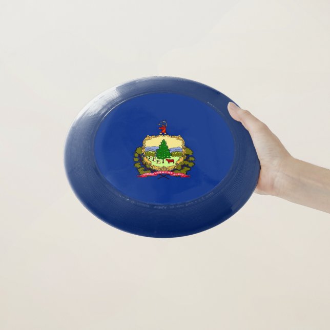Patriotic Frisbee with Flag of Vermont (In Hand)