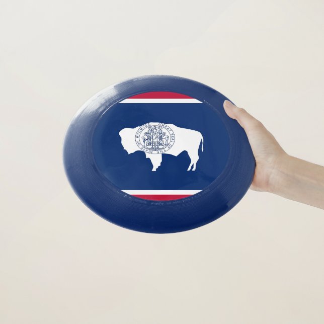 Patriotic Frisbee with Flag of Wyoming (In Hand)