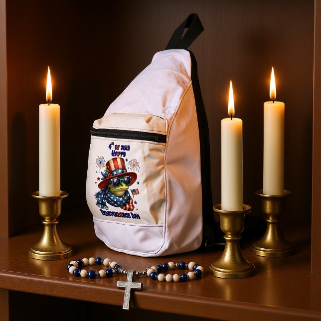 Patriotic Frog: Hat and Shades Independence Day Sling Bag (Creator Uploaded)