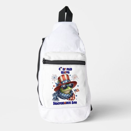 Patriotic Frog Hat and Shades Independence Day Sling Bag