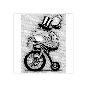 PATRIOTIC FROG ON BIKE, 4TH OF JULY RUBBER STAMP