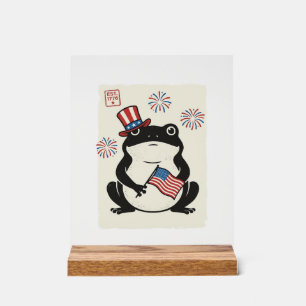 Patriotic Frog Vintage Engraving Vector Art_1 Acrylic Sign