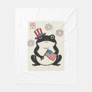 Patriotic Frog Vintage Engraving Vector Art_1 Fleece Blanket