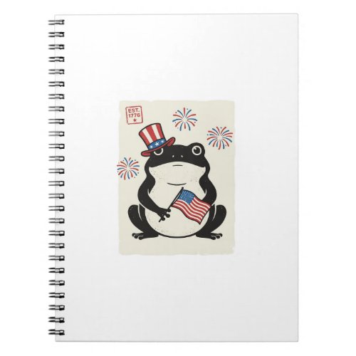 Patriotic Frog Vintage Engraving Vector Art_1 Notebook