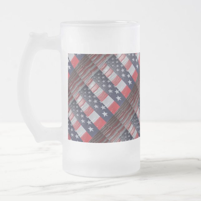 Patriotic Frosted Glass Beer Mug (Left)
