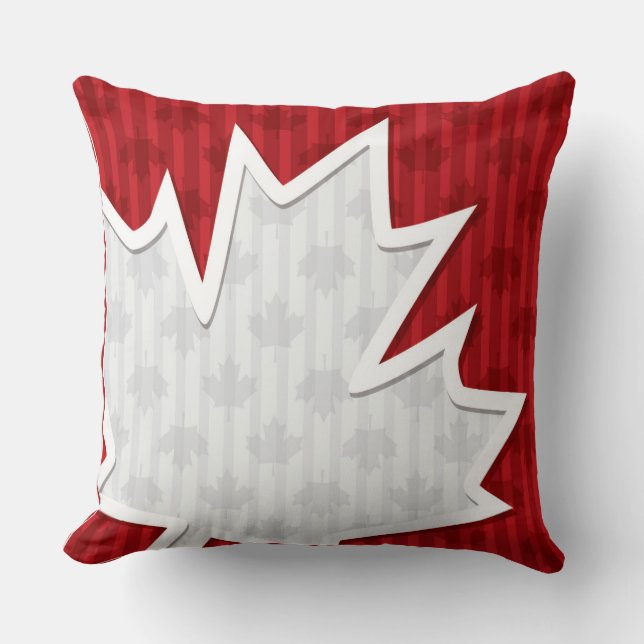 Patriotic Fun Canada Maple Leaf Throw Pillow (Front)