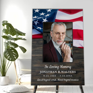 Patriotic Funeral Custom Photo Memorial USA Flag Foam Board