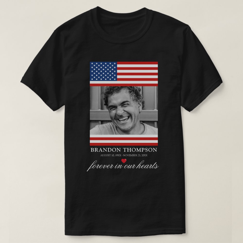 Patriotic Funeral Memorial Photo Personalized T-Shirt
