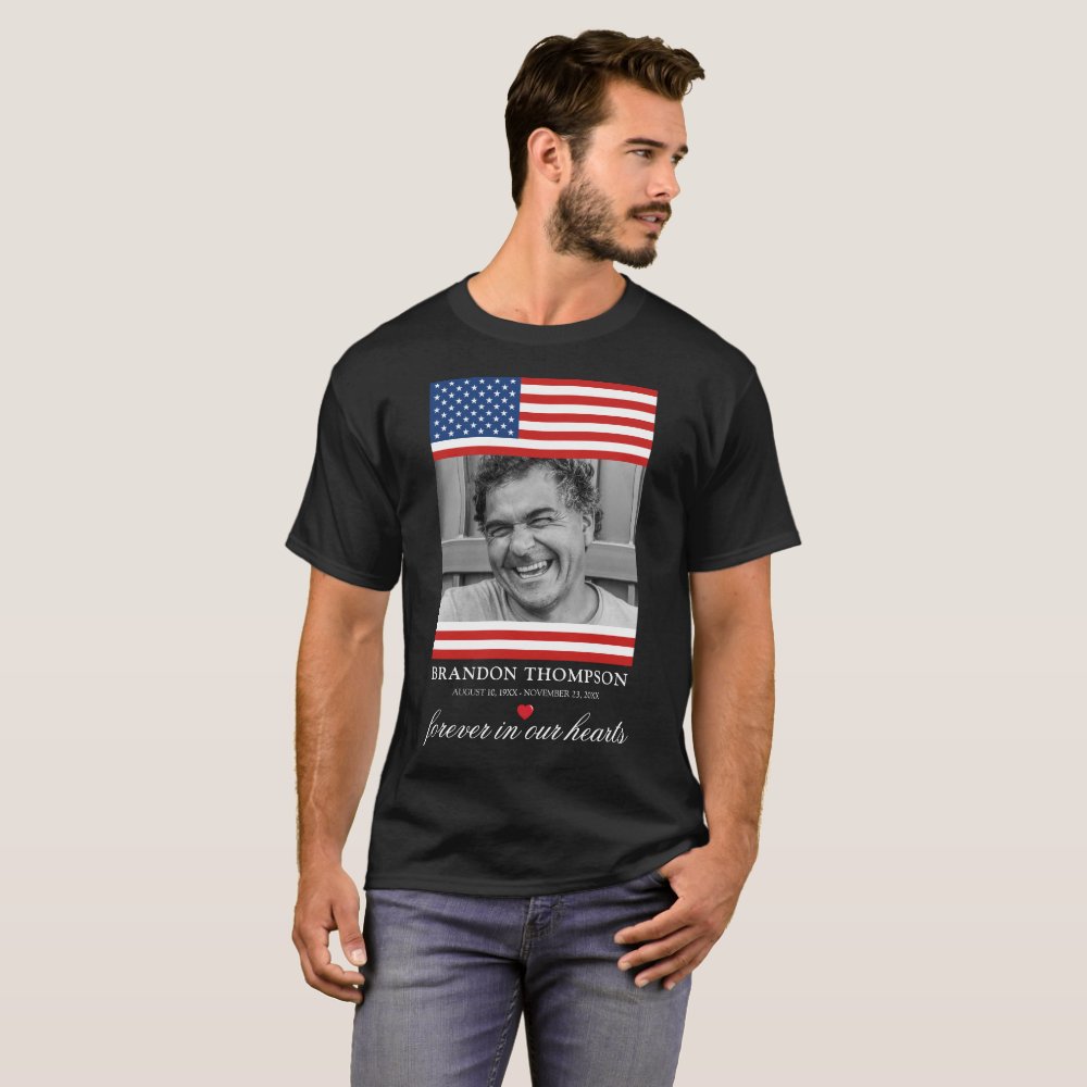 Patriotic Funeral Memorial Photo Personalized T-Shirt