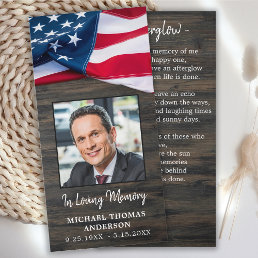 Patriotic Funeral Memorial Prayer Bookmark Card