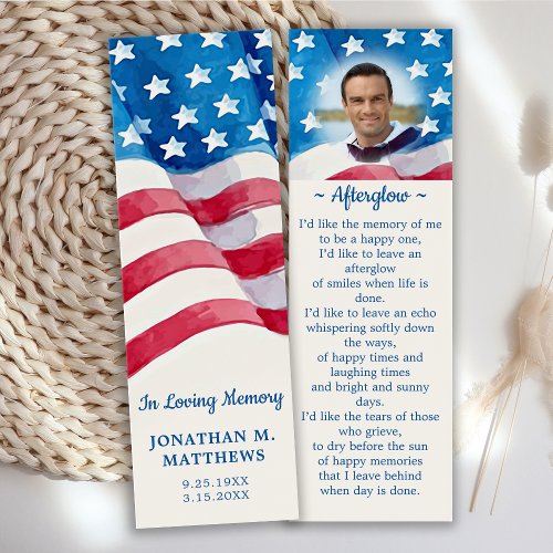 Patriotic Funeral Prayer Flag Memorial Bookmark