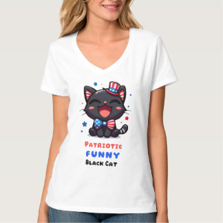 Patriotic Funny Black Cat Shirt for 4th July
