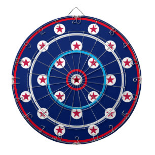 Patriotic Game Night Red White Blue Stars Stripes Dart Board