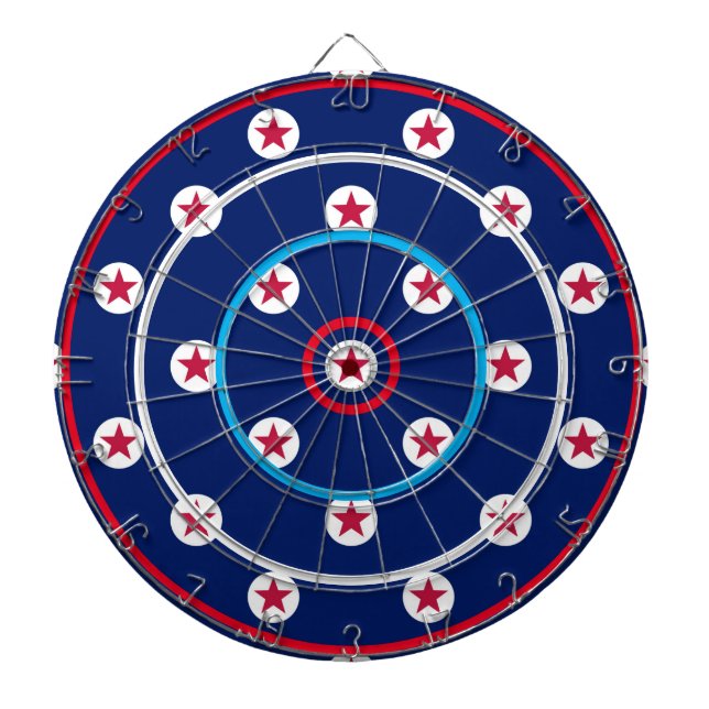 Patriotic Game Night Red White Blue Stars Stripes Dart Board (Front)