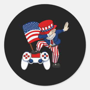 Patriotic Gamer 4th Of July Video-game Controller  Classic Round Sticker