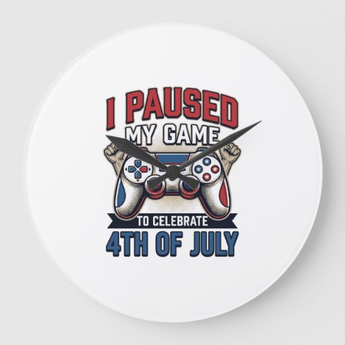Patriotic Gamer 4th of July Vintage Vector Shirt_1 Large Clock