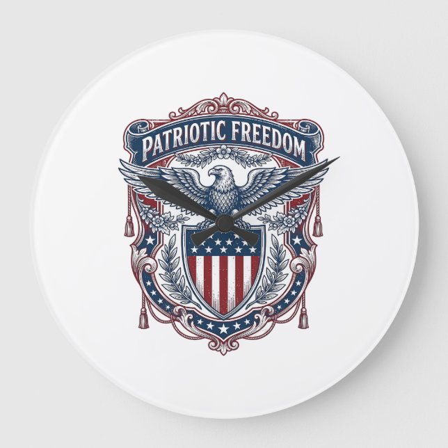 Patriotic Garden Flag Style Vector Graphic Tee_1 Large Clock (Front)